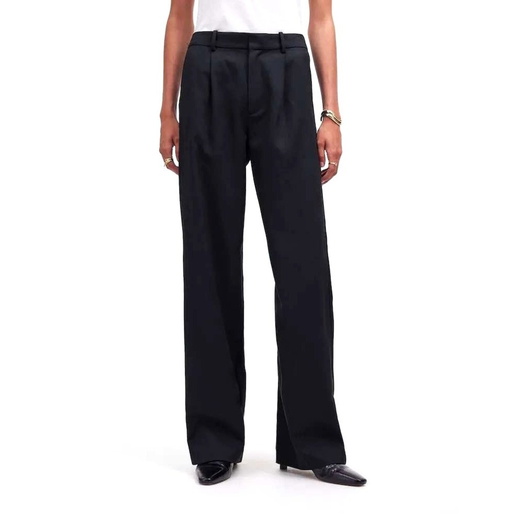 Madewell Womens The Slouchy Straight Pant Size 0 Pleated Black Casual NS271